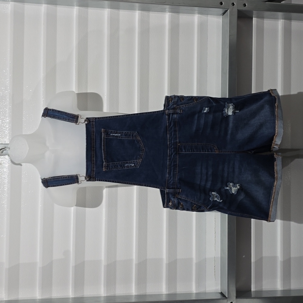 WAX JEANS Distressed Overalls Shorts Size M - Picture 1 of 15